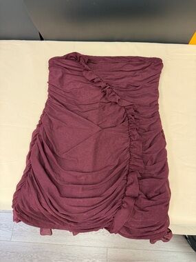 Wild Fable Ruched Strapless Bodycon Dress - Deep Wine color size large new